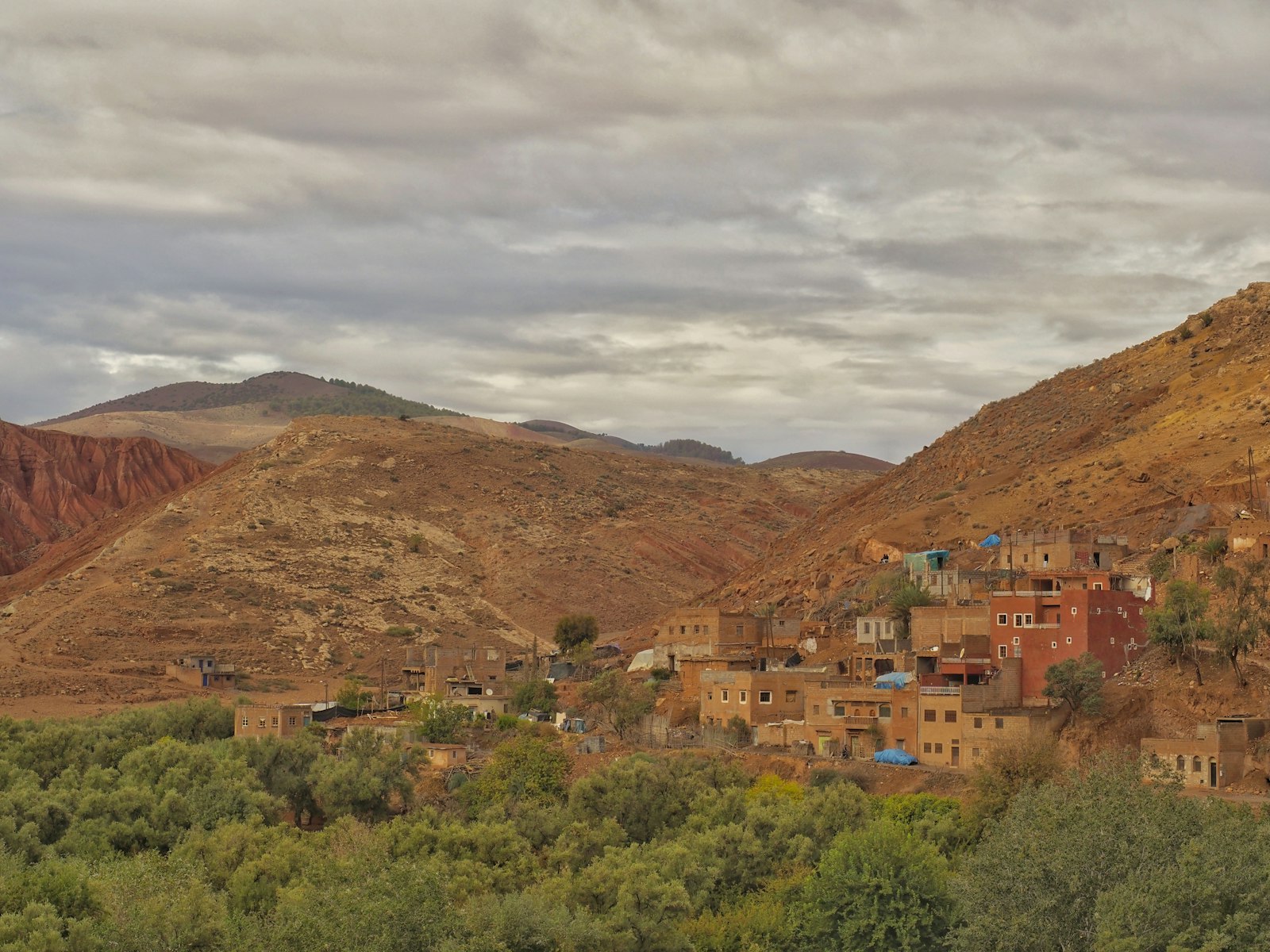 A village in the middle of a mountain range